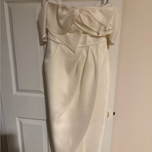 Carolina Herrera White Pleated Off-Shoulder Gown